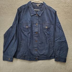 Jessica London Jean Jacket Womens Plus Size 34W Denim Blue
